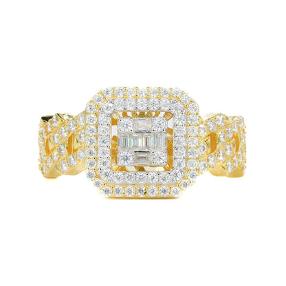 Floating Baguette Square Vvs Moissanite Diamond Ring