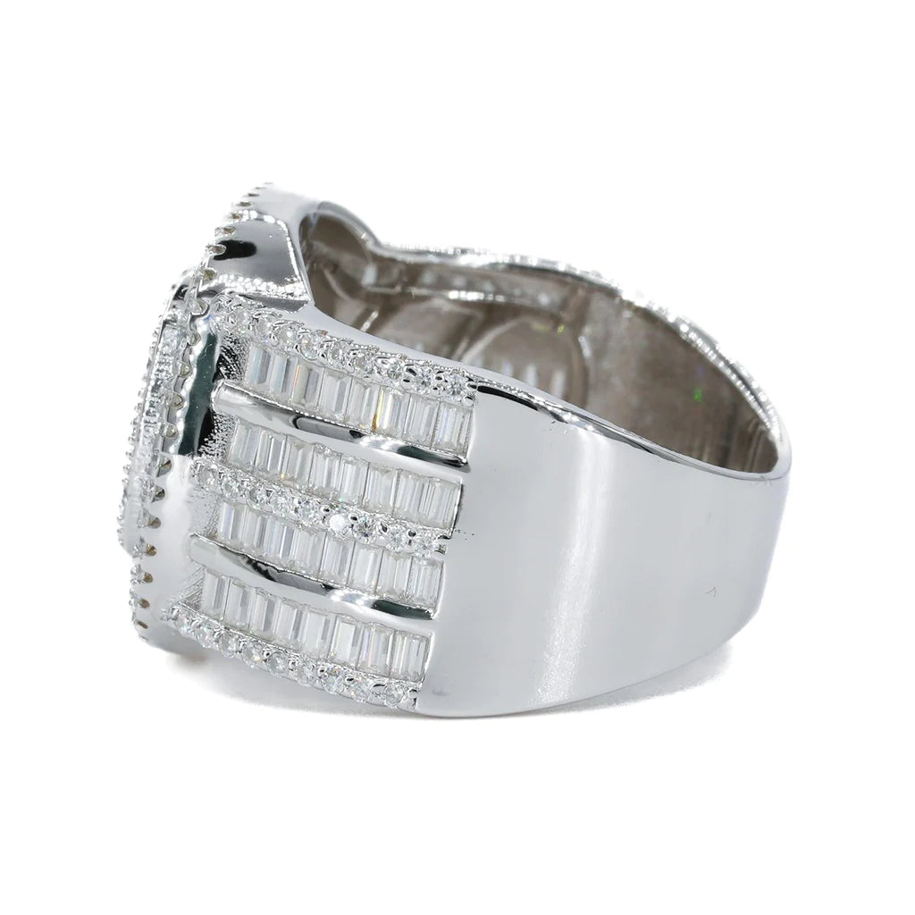 Full Baguette Iced Square Vvs Moissanite Diamond Ring