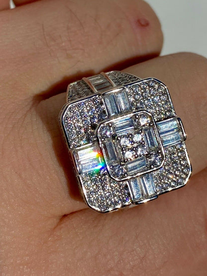 Detroit Iced Out Ring - 925 Silver - CZ Baguette Stones