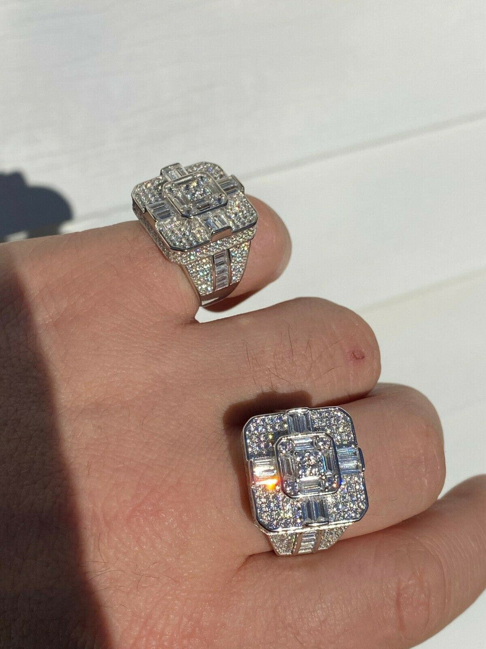 Detroit Iced Out Ring - 925 Silver - CZ Baguette Stones