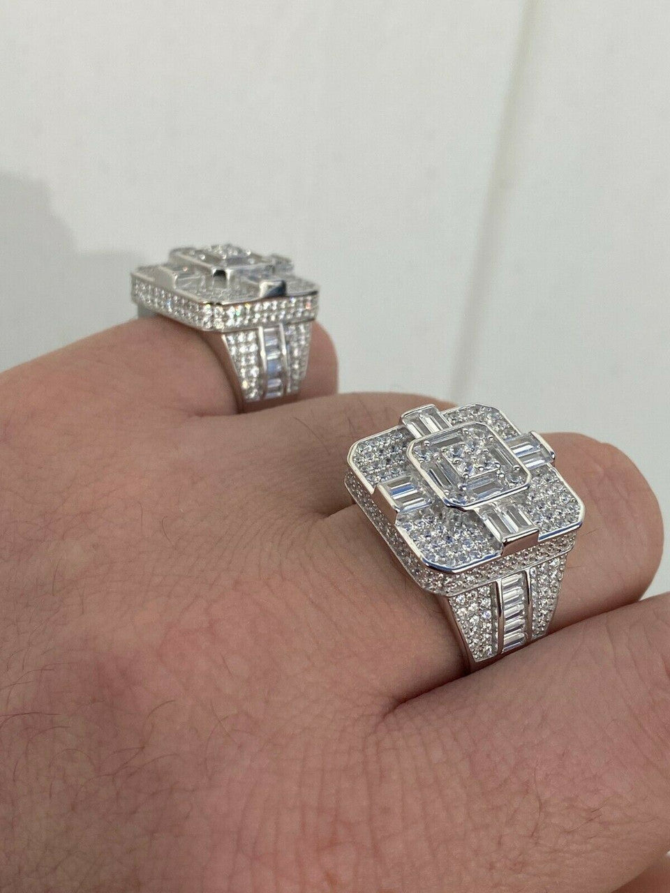 Detroit Iced Out Ring - 925 Silver - CZ Baguette Stones