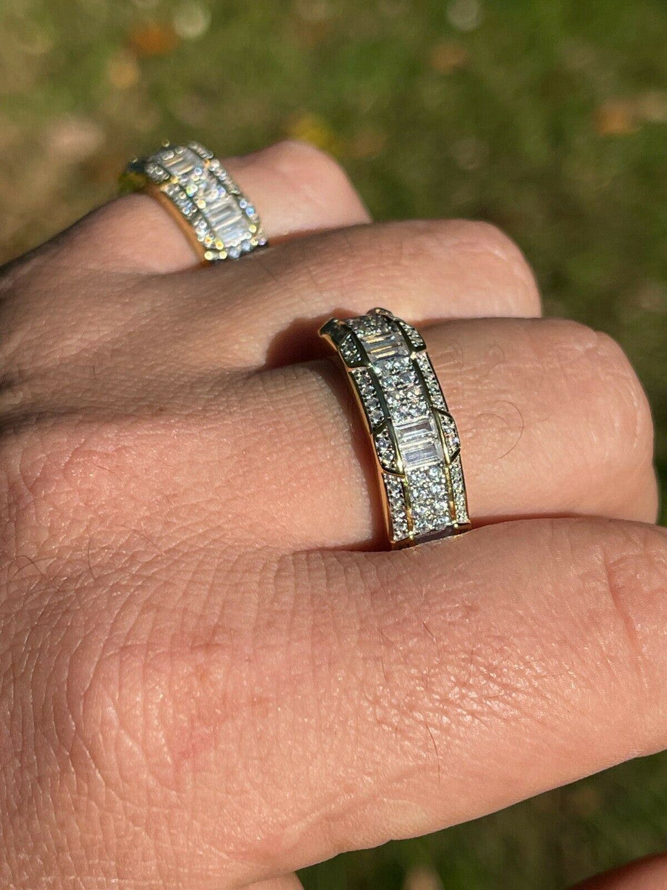 "Jewelry Is Art" Eternity Band Ring - 14k Gold Vermeil 925 Silver - Baguette CZ Stones