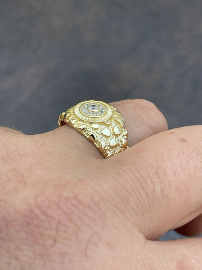 Gold Rush Nugget Ring - 14K Gold Vermeil 925 Silver - CZ Stones