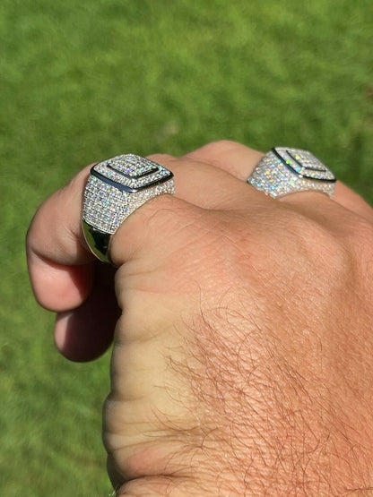 MOISSANITE Everyday Classsic Square Iced Out Ring - 925 Silver