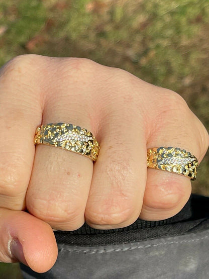 Bear Claw Nugget Ring - 14k Gold Vermeil 925 Silver - CZ Stones