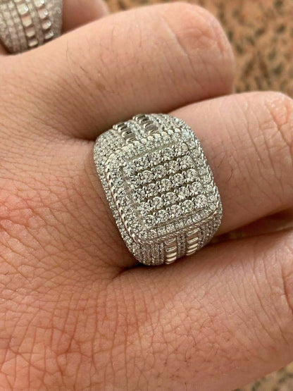 Sqaure Iced Out Chicago Ring - 925 Silver - CZ Stones