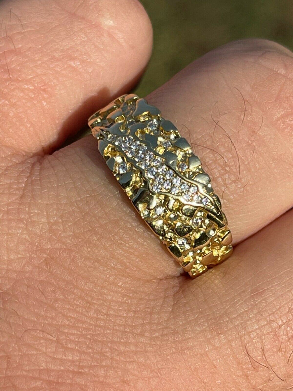 Bear Claw Nugget Ring - 14k Gold Vermeil 925 Silver - CZ Stones