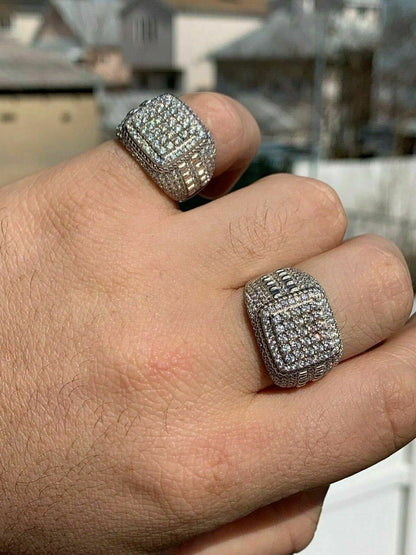 Sqaure Iced Out Chicago Ring - 925 Silver - CZ Stones