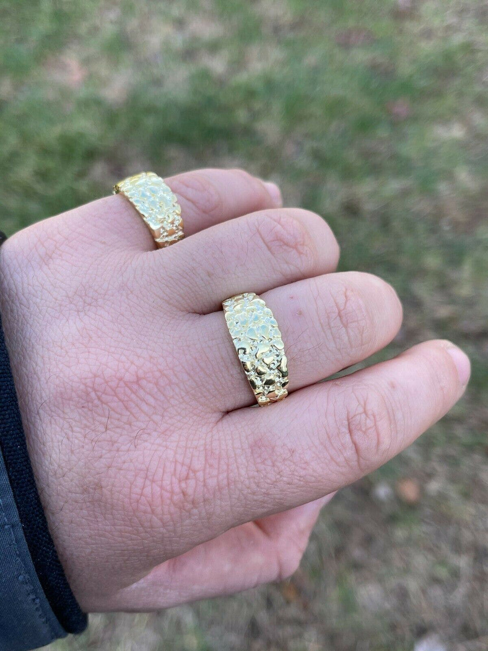 Alaska Gold Nugget Plain Ring - 14k Gold Vermeil 925 Silver