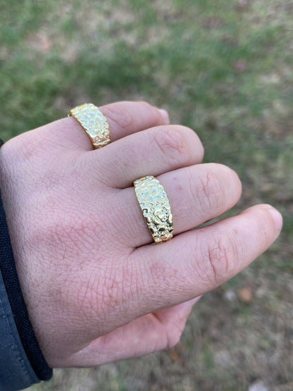 Alaska Gold Nugget Plain Ring - 14k Gold Vermeil 925 Silver