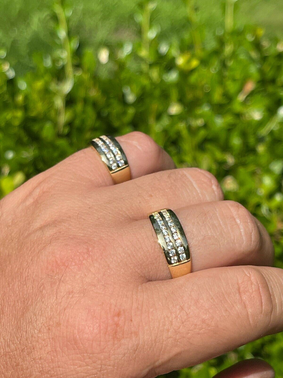 Double Row Eternity Band Ring - 14k Gold Vermeil 925 Silver - CZ Stones