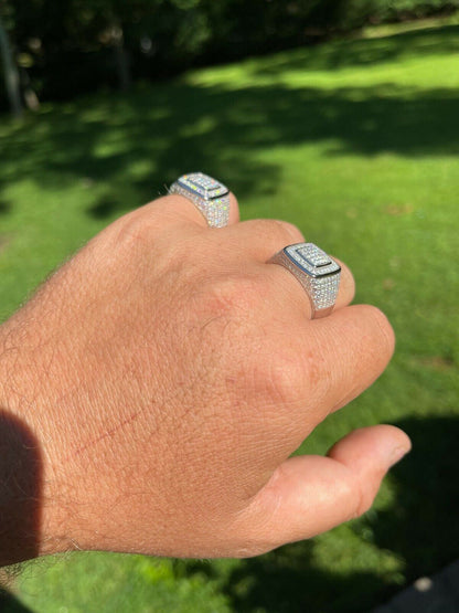 MOISSANITE Everyday Classsic Square Iced Out Ring - 925 Silver