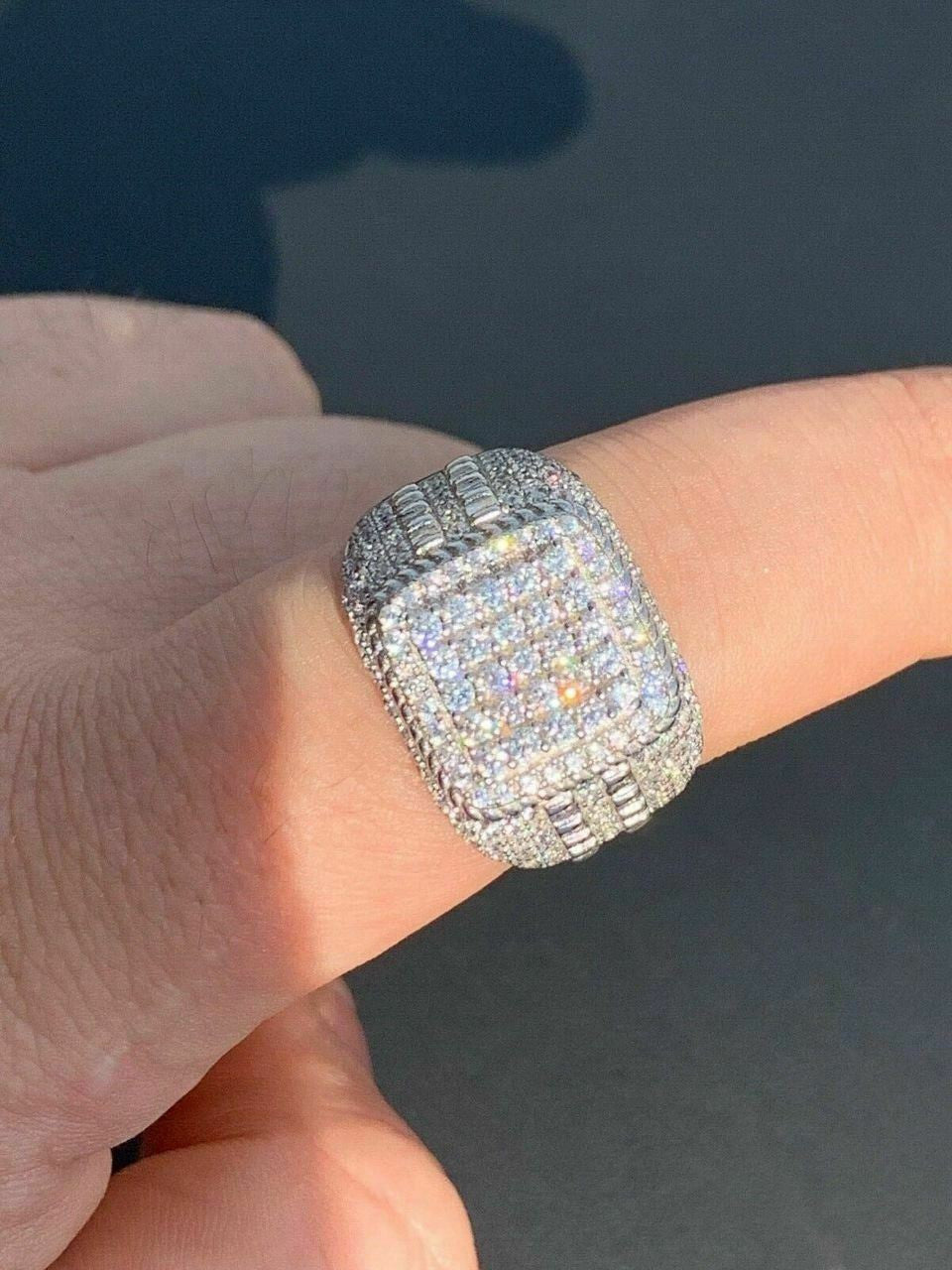 Sqaure Iced Out Chicago Ring - 925 Silver - CZ Stones