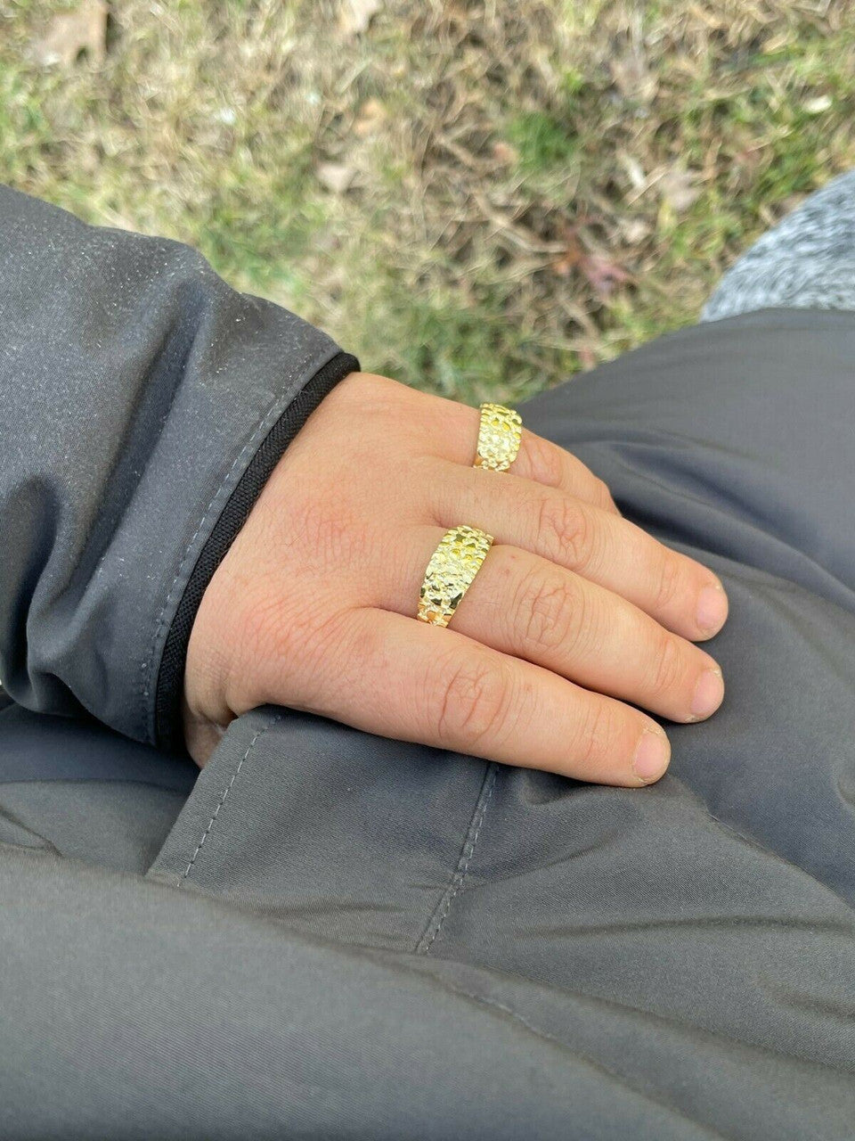 Alaska Gold Nugget Plain Ring - 14k Gold Vermeil 925 Silver