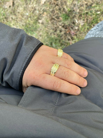 Alaska Gold Nugget Plain Ring - 14k Gold Vermeil 925 Silver