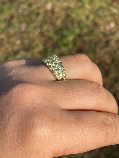 Alaska Gold Nugget Plain Ring - 14k Gold Vermeil 925 Silver