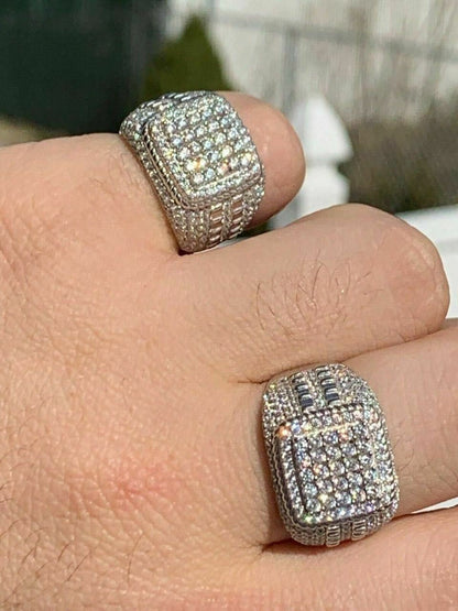 Sqaure Iced Out Chicago Ring - 925 Silver - CZ Stones