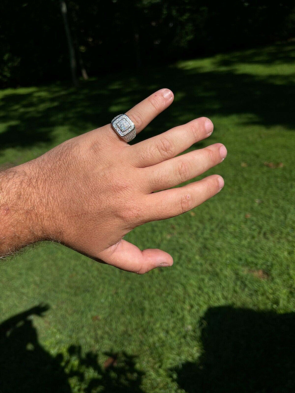 MOISSANITE Everyday Classsic Square Iced Out Ring - 925 Silver