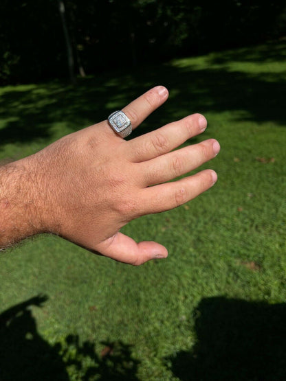 MOISSANITE Everyday Classsic Square Iced Out Ring - 925 Silver