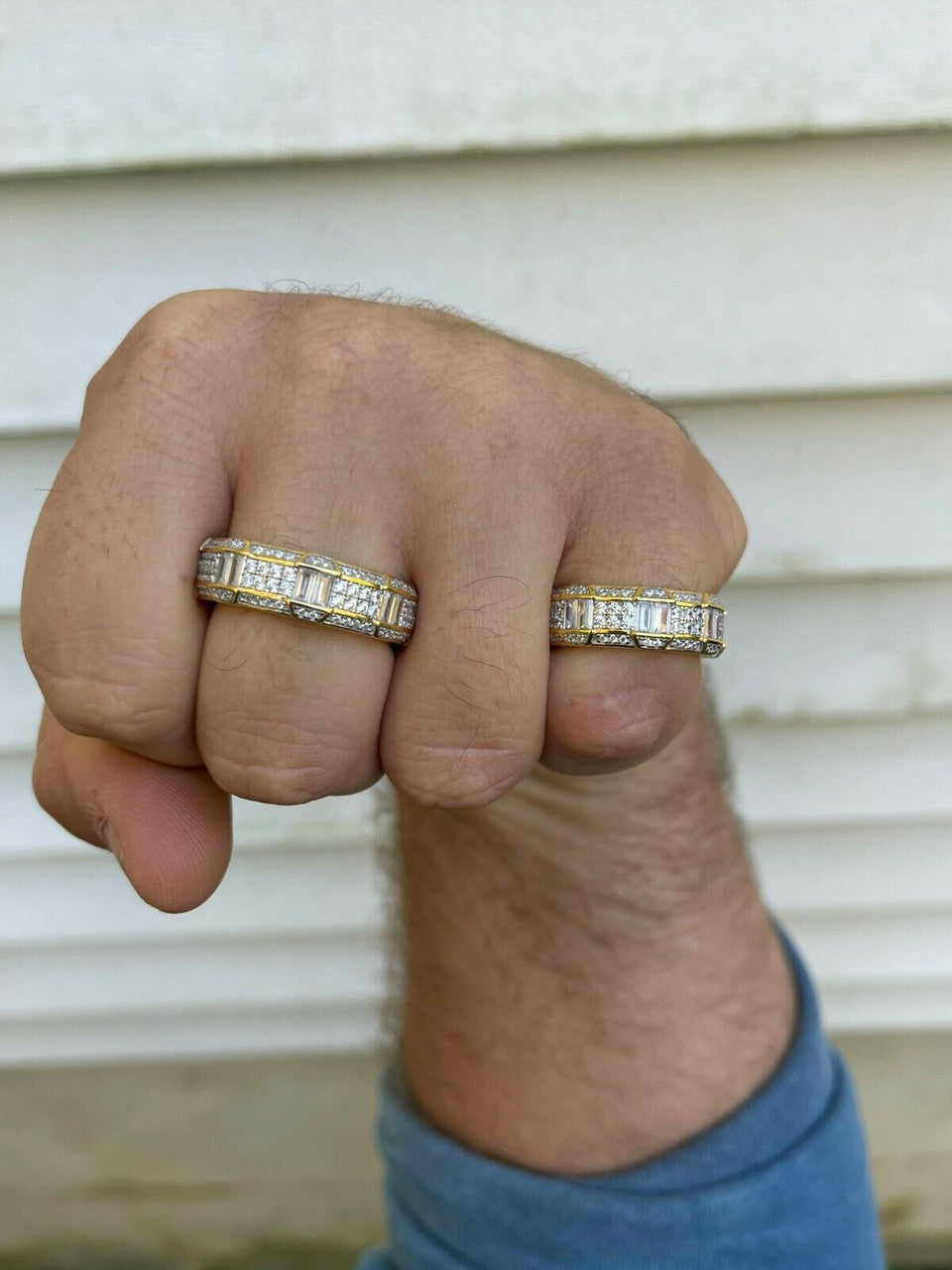 "Jewelry Is Art" Eternity Band Ring - 14k Gold Vermeil 925 Silver - Baguette CZ Stones