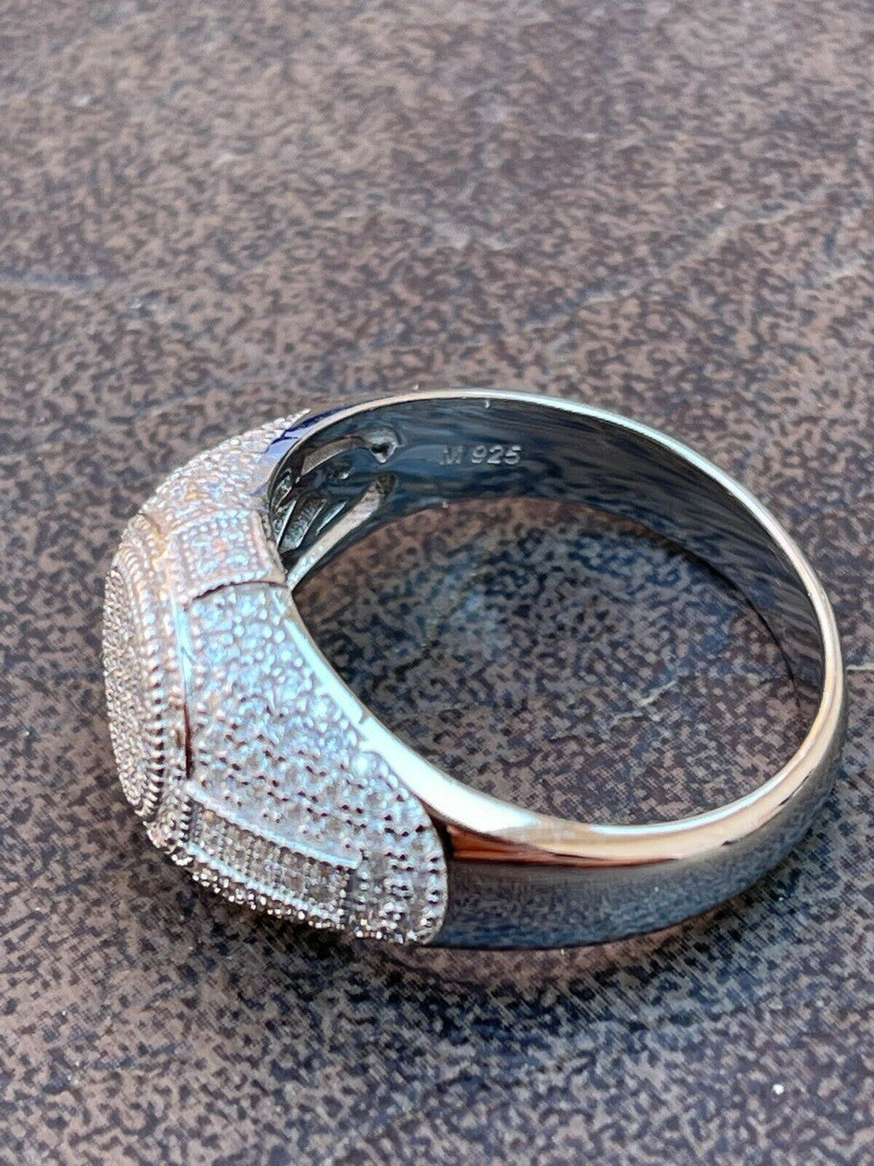 Solid 925 Silver Iced Hip Hop Pinky Ring REAL MOISSANITE Stone Pass Diamond Test