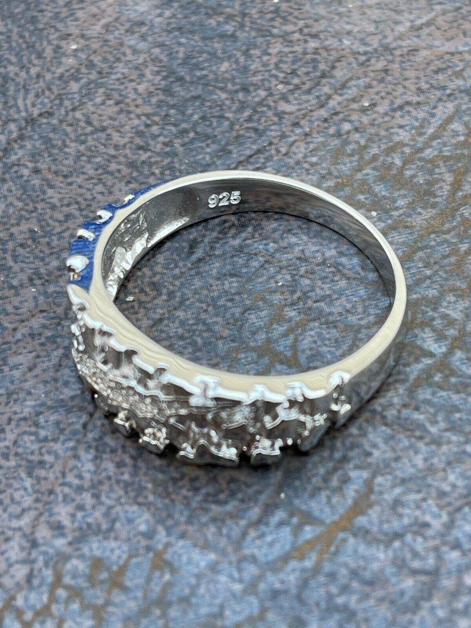 Bear Claw Plain Ring - 925 Silver - CZ Stones