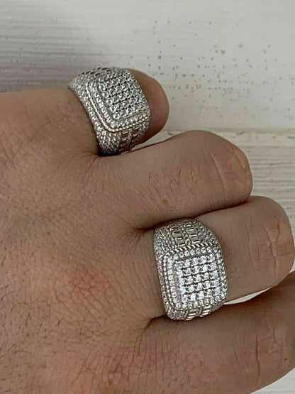 Sqaure Iced Out Chicago Ring - 925 Silver - CZ Stones