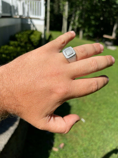 MOISSANITE Everyday Classsic Square Iced Out Ring - 925 Silver