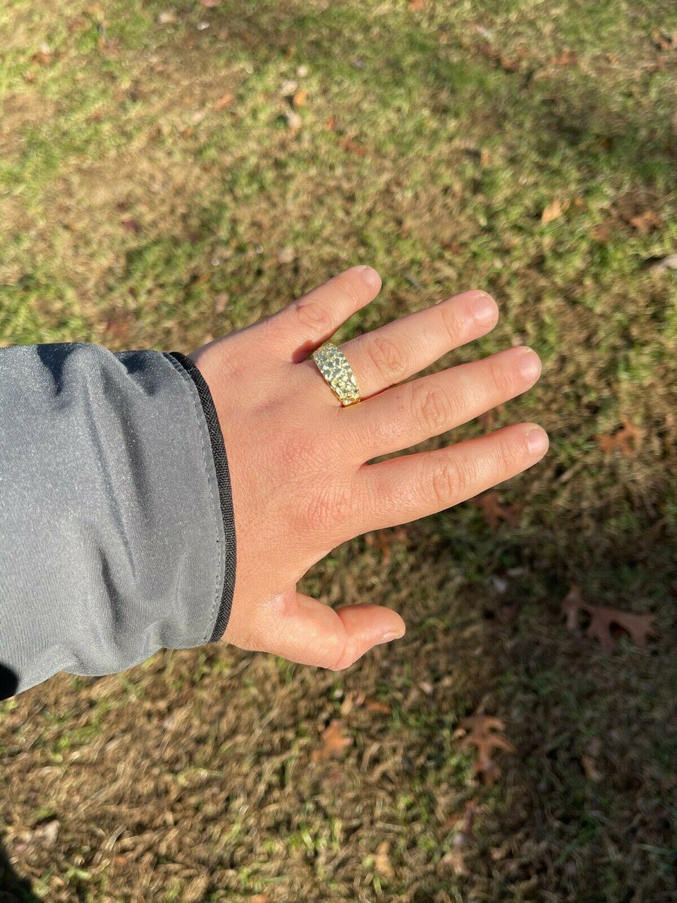 Alaska Gold Nugget Plain Ring - 14k Gold Vermeil 925 Silver