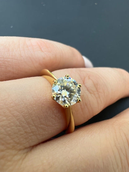 0.5-4ct VVS D Real Moissanite Engagement Promise Ring 14k Gold Plated 925 Silver