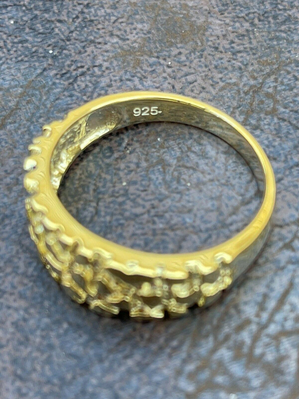 Alaska Gold Nugget Plain Ring - 14k Gold Vermeil 925 Silver