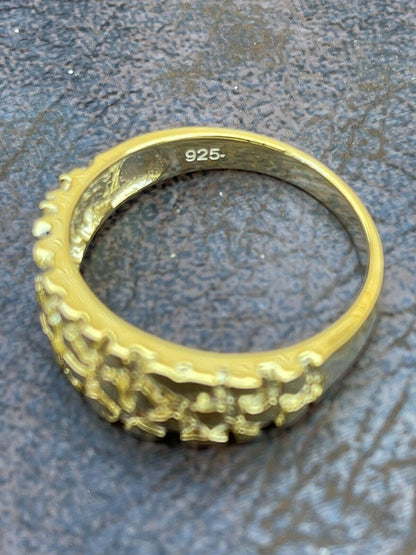 Alaska Gold Nugget Plain Ring - 14k Gold Vermeil 925 Silver