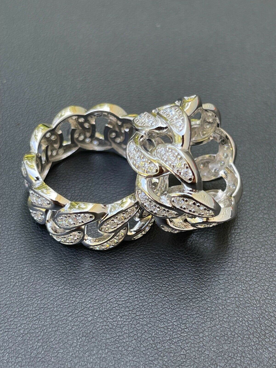 MOISSANITE Iced Out Cuban Link Ring - Timeless Classic - 925 Silver