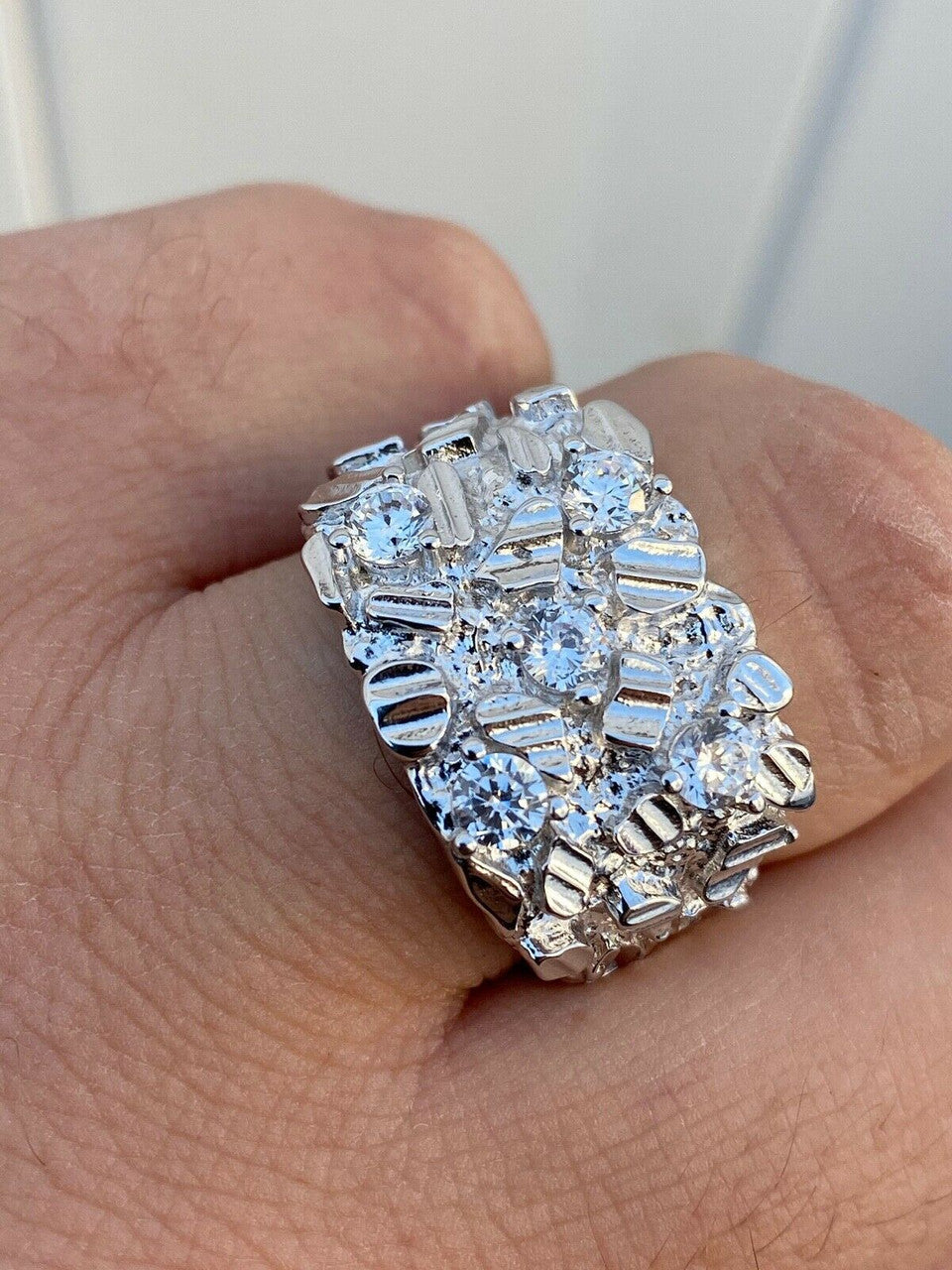 Iceberg On Mountain Nugget Ring - 925 Silver - CZ Stones