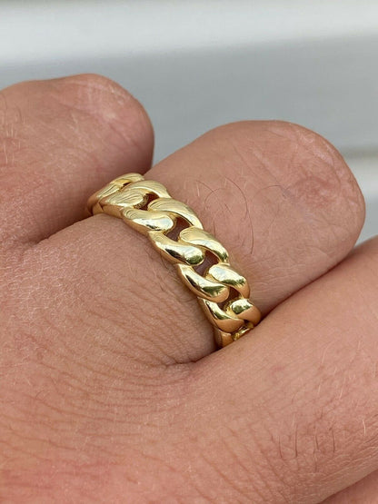 VIP 6mm Miami Cuban Band Ring - 14k Gold Vermeil 925 Silver - Plain