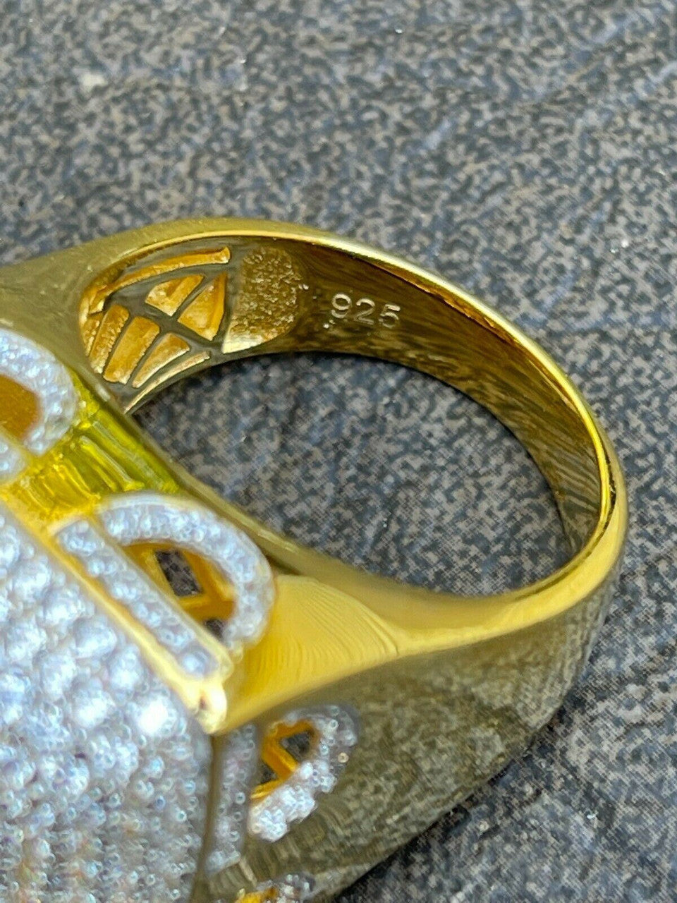 "Biggest Ring We Make" - Dome Iced Out Ring -14k Gold Vermeil 925 Silver - CZ Stones