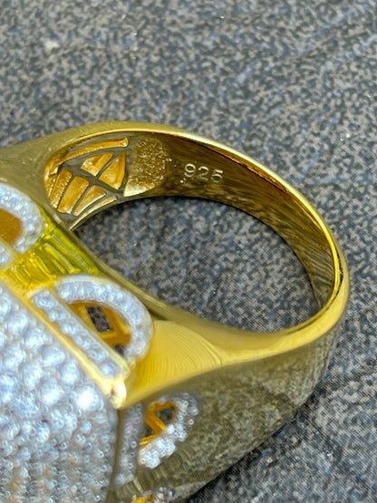 "Biggest Ring We Make" - Dome Iced Out Ring -14k Gold Vermeil 925 Silver - CZ Stones