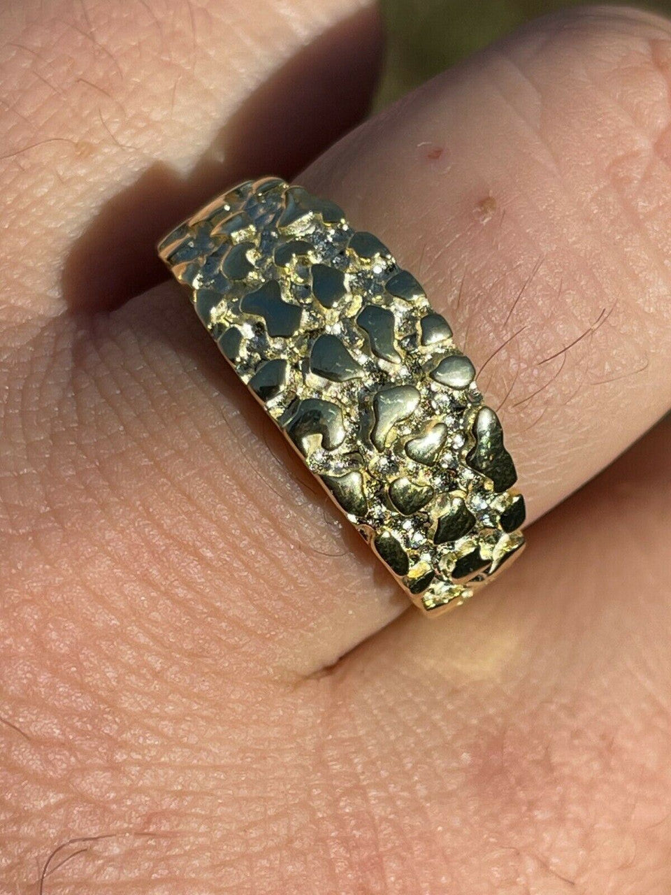 Alaska Gold Nugget Plain Ring - 14k Gold Vermeil 925 Silver