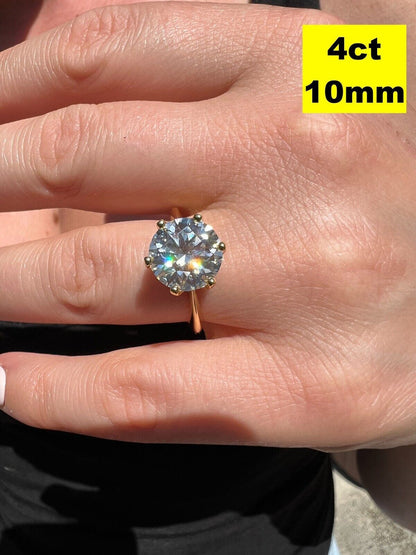 0.5-4ct VVS D Real Moissanite Engagement Promise Ring 14k Gold Plated 925 Silver