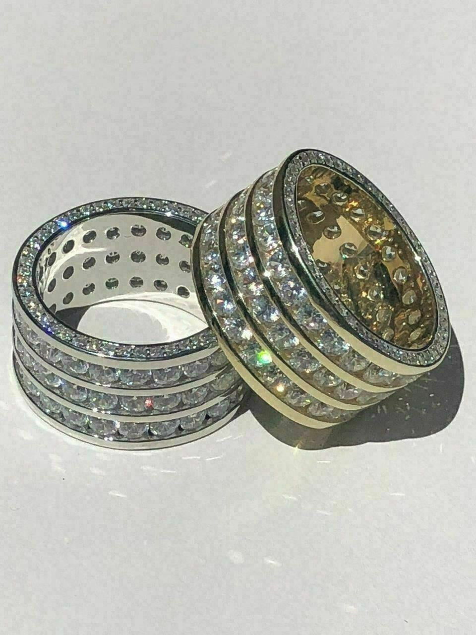 Thick Eternity Band Channel Set - 14k Yellow Gold Vermeil/Natural 925 Silver - CZ Stones