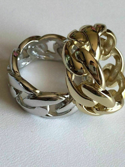 Plain Cuban Link Ring - Timeless Classic - 925 Silver