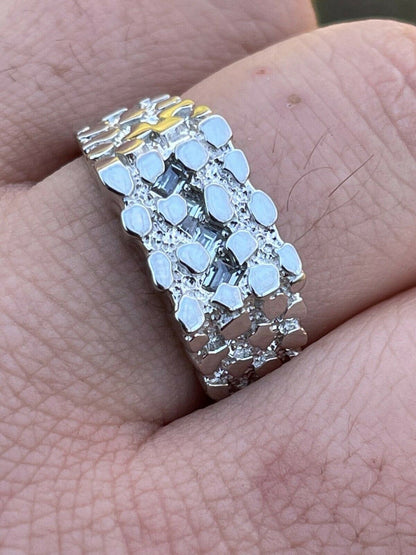 Earthquake Nugget Ring - 14k Gold Vermeil 925 Silver - CZ Stones