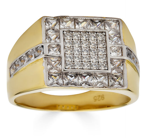 East Side Ring - 14k Gold Vermeil 925 Silver - CZ Stones