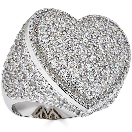 Eternal Love Heart Iced Out Ring - 925 Silver - CZ Stones