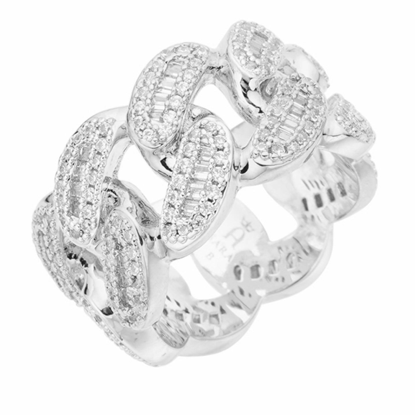 Florida Cuban Ring - 925 Silver - Baguette CZ Stones