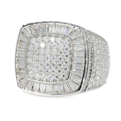 Fully Iced Baguette Faced Vvs Moissanite Diamond Ring