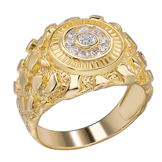 Gold Rush Nugget Ring - 14K Gold Vermeil 925 Silver - CZ Stones