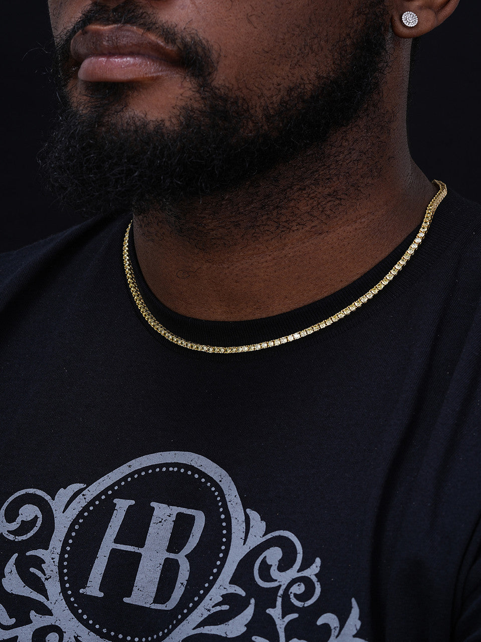 Tennis Chain Necklace Iced Out Canary Yellow CZ Stones - 14k Gold Vermeil 925 Silver - 3mm - 16"-28"