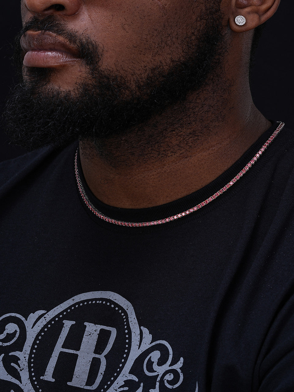 Pink MOISSANITE Tennis Chain Necklace Iced Out - 925 Silver - 3mm - 16"-28"