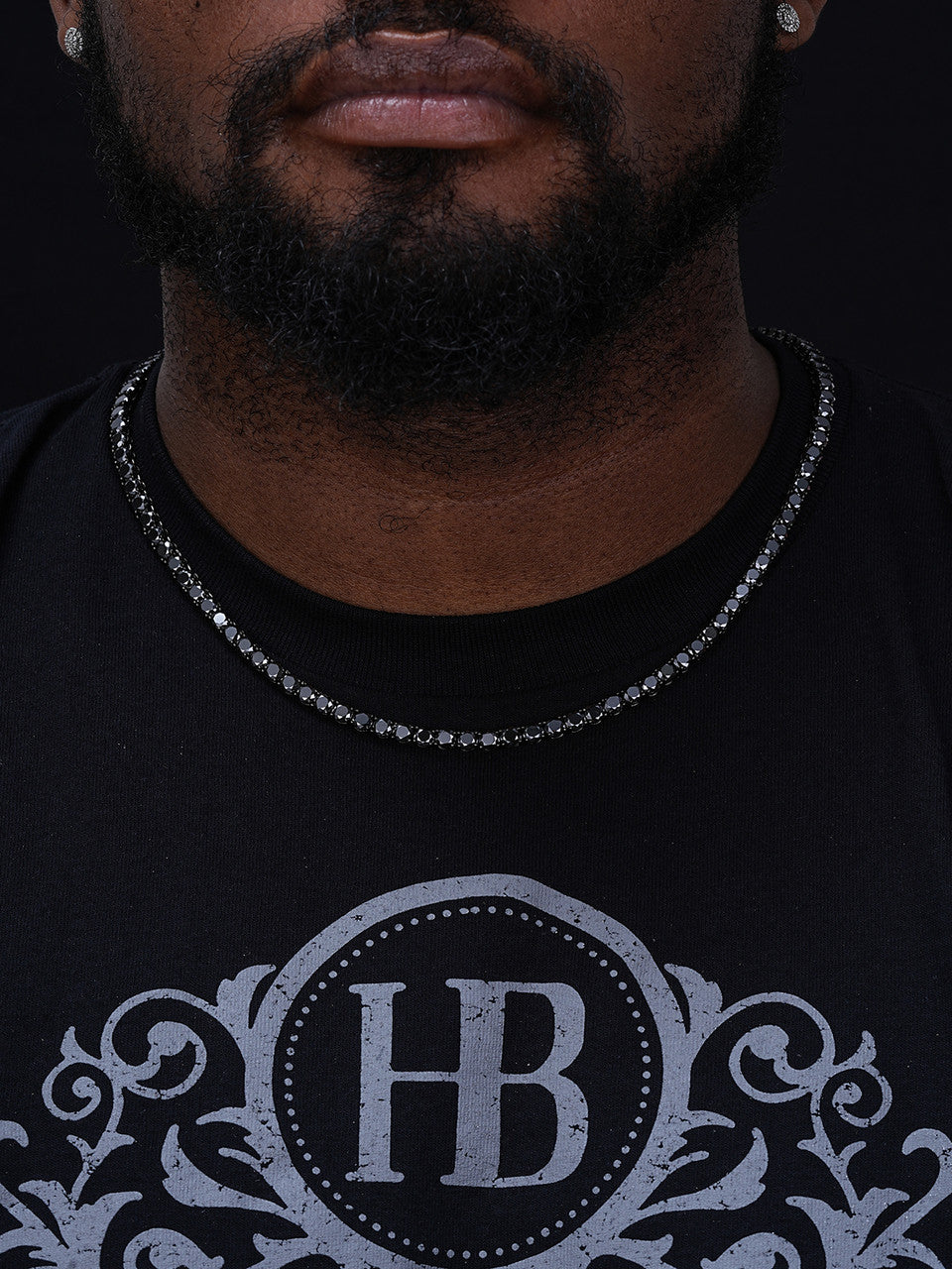 Black MOISSANITE Tennis Chain Necklace Iced Out - Black Rhodium Over 925 Silver - 5mm - 16"-28"